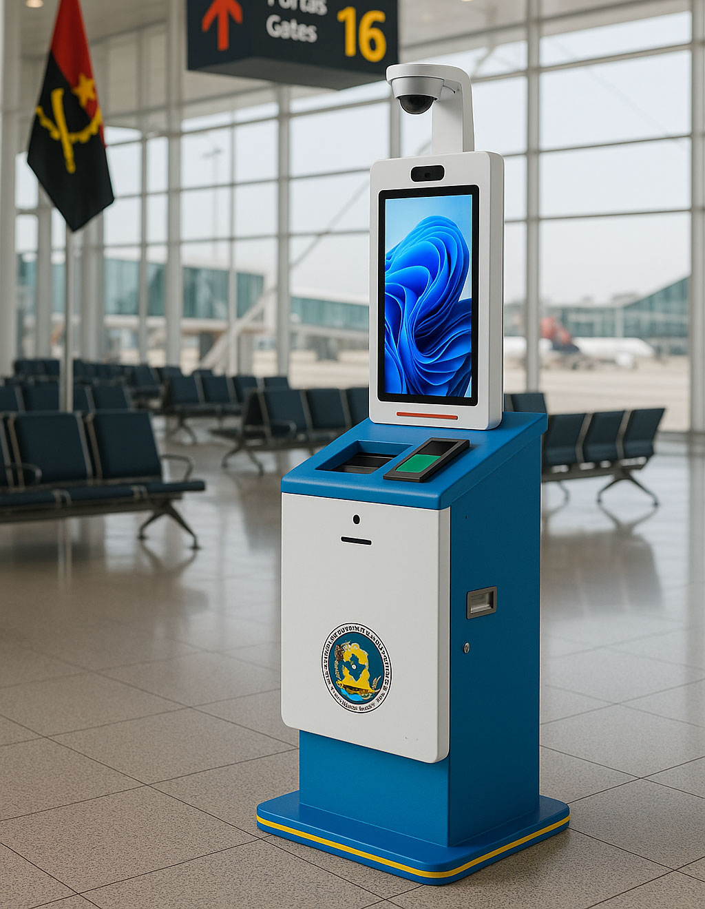 angola airport self service check-in kiosk