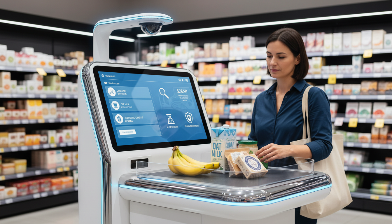 What are the benefits of self-checkout kiosks?